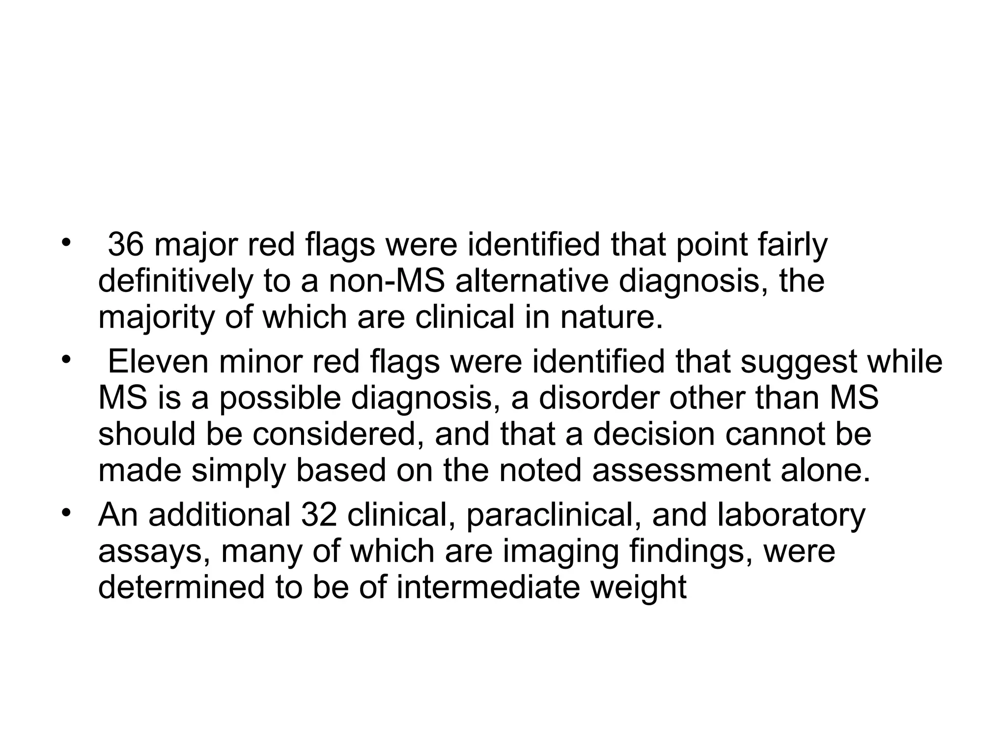 Ms Red Flags Differential diagnosis of suspected multiple sclerosis | PPT