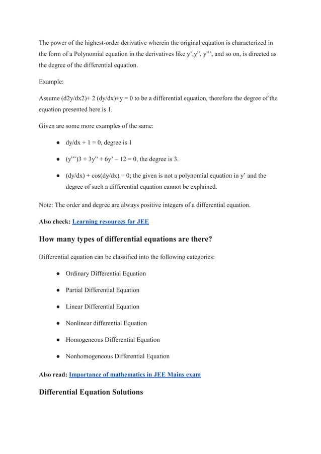 Differential Equations: All about it's order, degree, application and ...