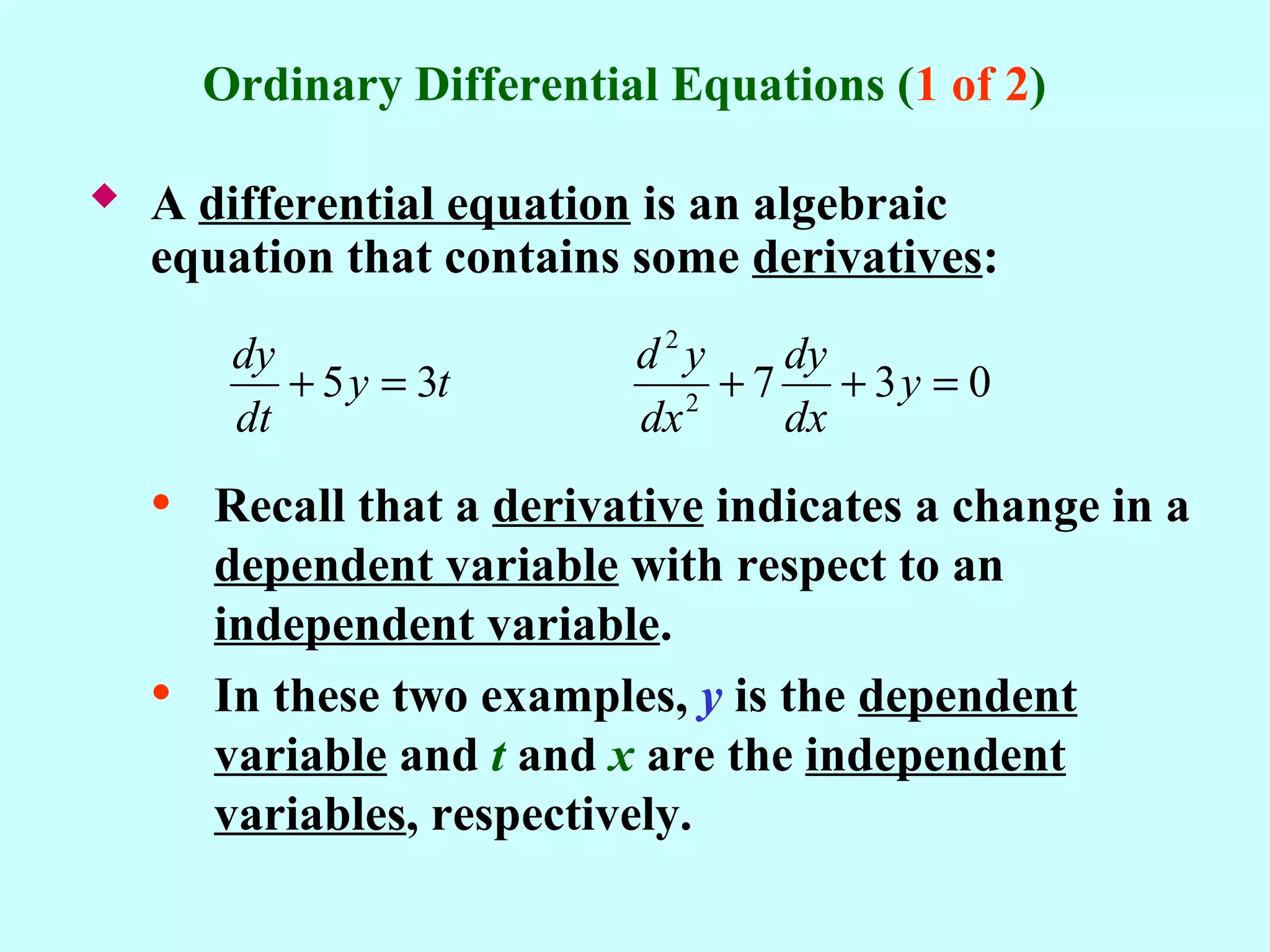 Differential equations and its applications | PPT