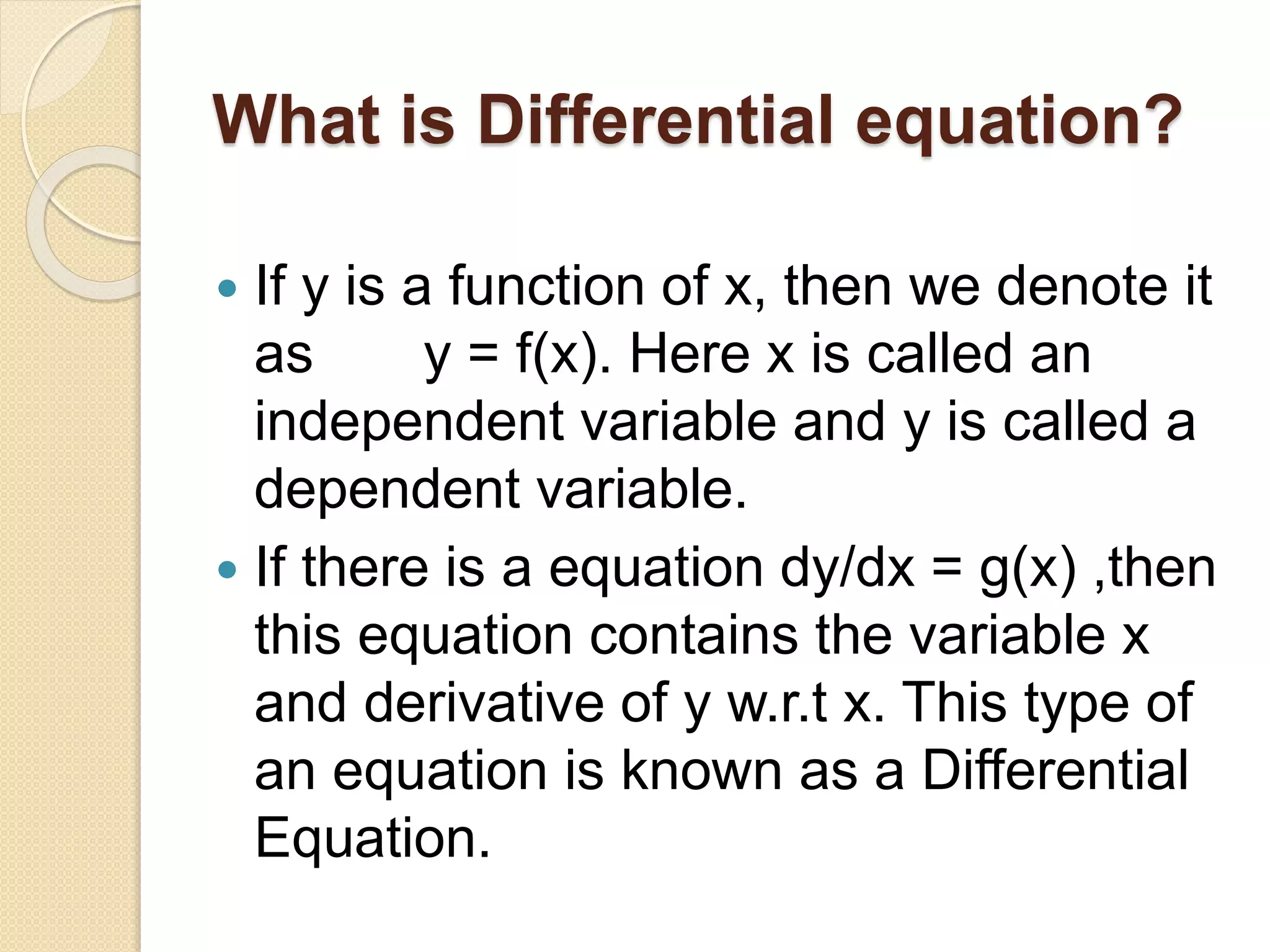 Differential equations of first order | PPT