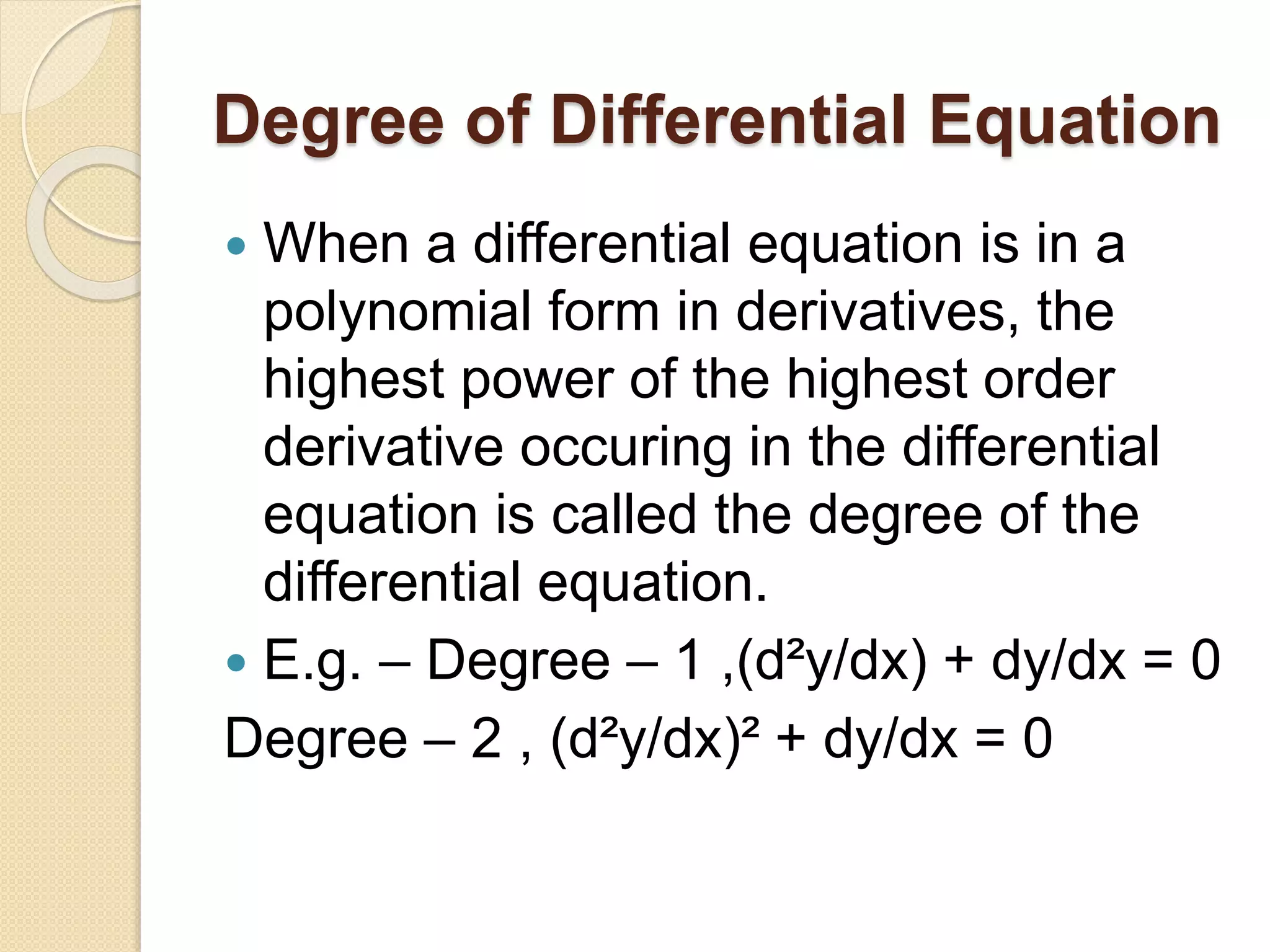 Differential equations of first order | PPT