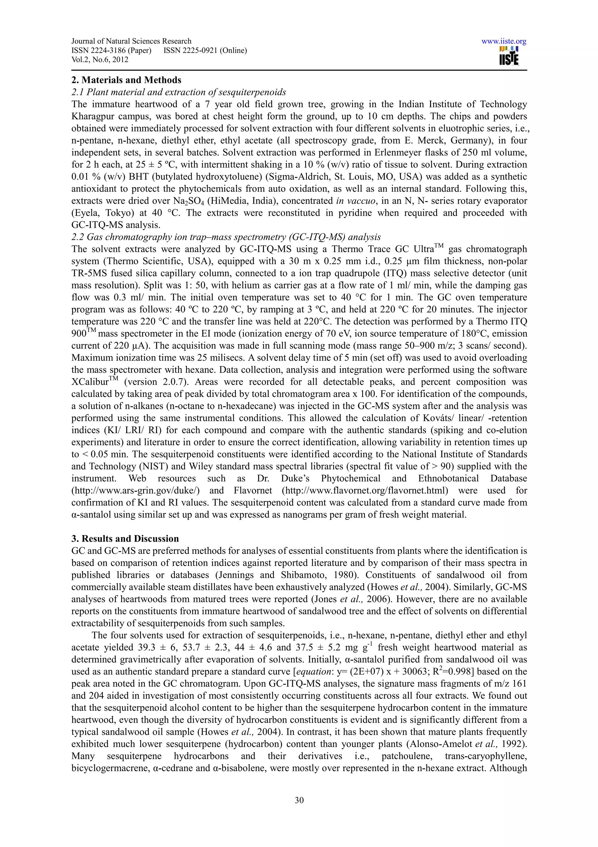 Differential extraction and gc ms based quantification of ...