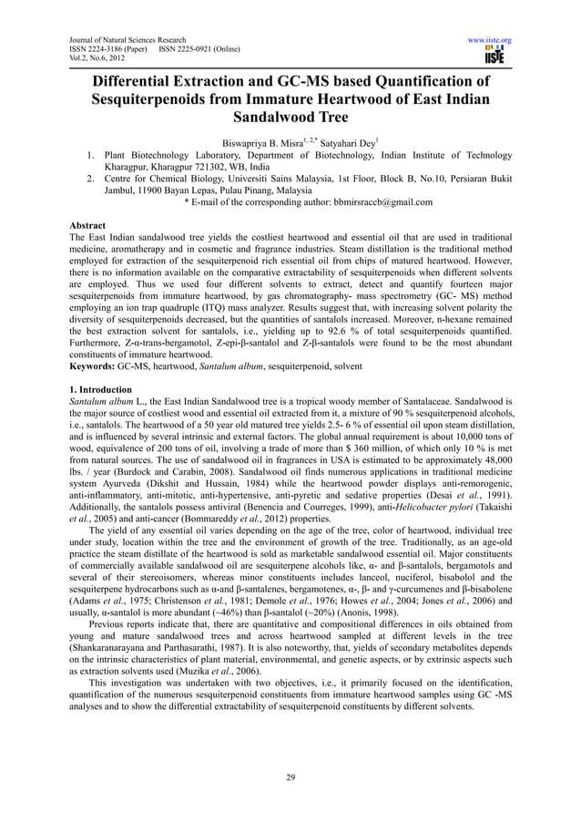 Differential extraction and gc ms based quantification of ...