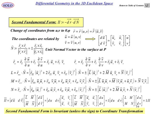 differential geometry three dimensional space second fundamental form