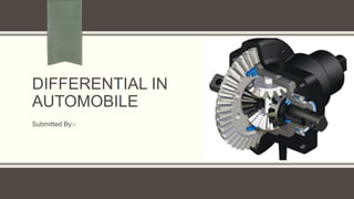 DIFFERENTIAL IN
AUTOMOBILE
Submitted By:-
 