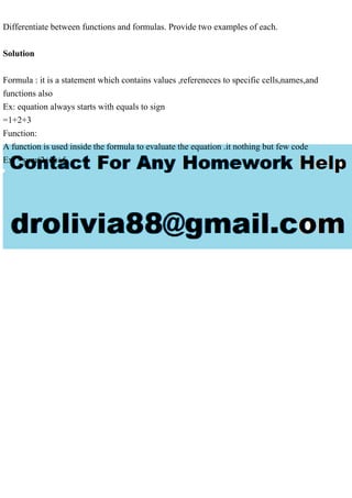 Differentiate between functions and formulas. Provide two examples o.pdf
