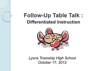 Follow-Up Table Talk :
 Differentiated Instruction




 Lyons Township High School
      October 17, 2012
 