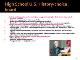 Centers or Stations Flexible grouping -work with individual students or small groupsFocus on important learning goals, use materials that support individual students' growth; use activities addressing a range of reading levels, learning profiles, and student interests; and provide clear directions Student-led or teacher-led. In a secondary  math classroom, learners might rotate through five stations: •  working with the teacher to learn about probability •  solving probability problems from the textbook •  generating a list of real-world applications for probability •  working on new computer program with a small group •  completing a review worksheet from the last unit 31