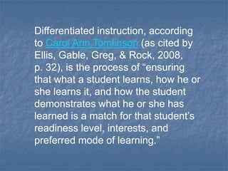 Differentiated Instruction And E Learning Ppt