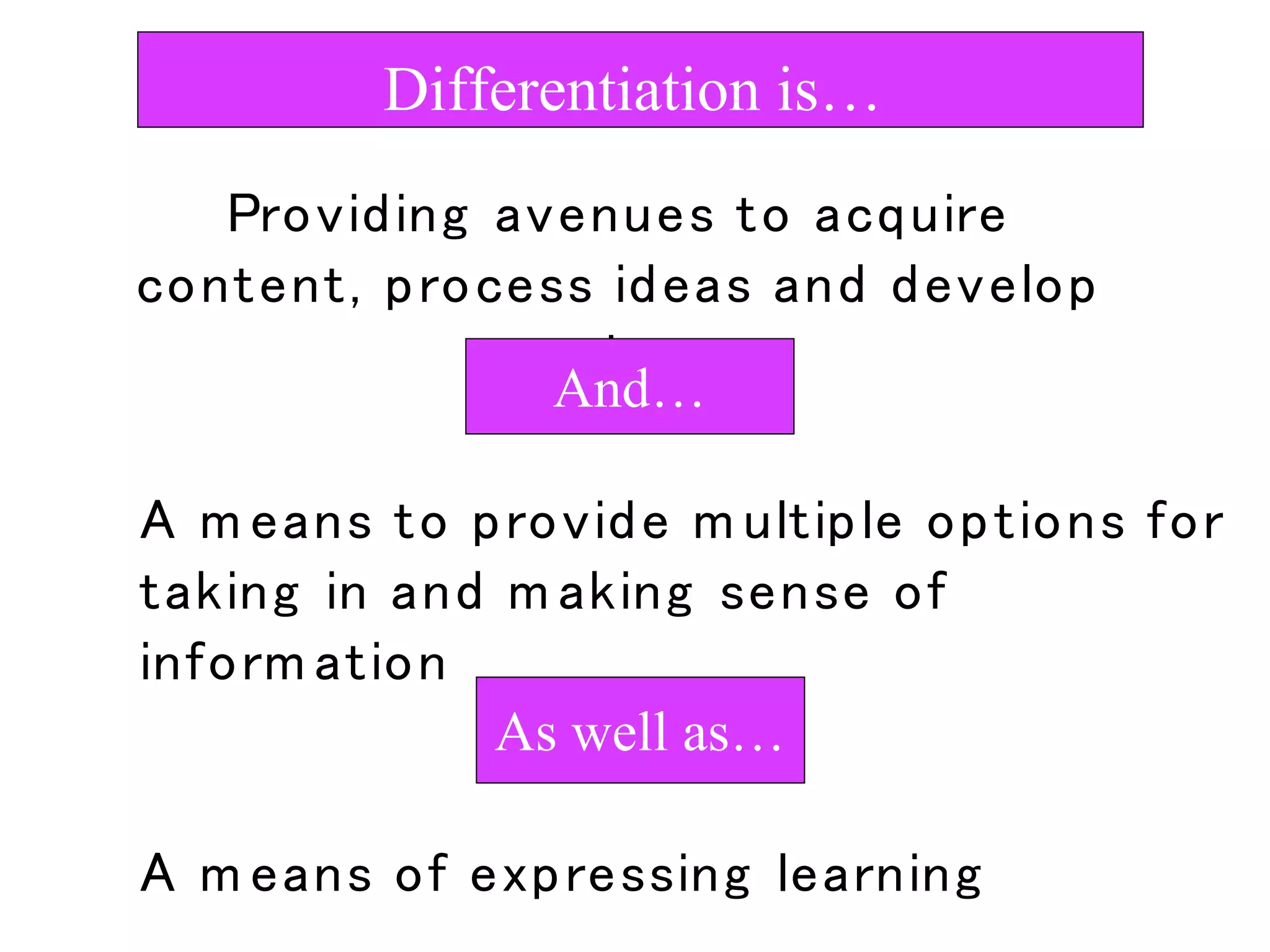 Differentiation is…
And…
As well as…
 