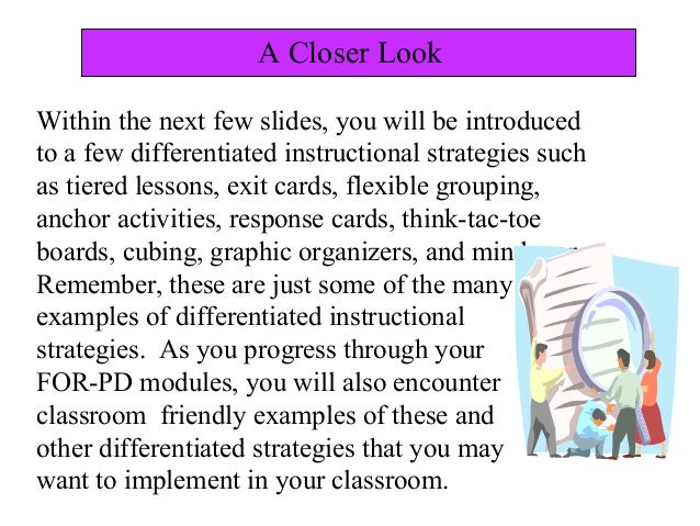 Differentiated instructions
