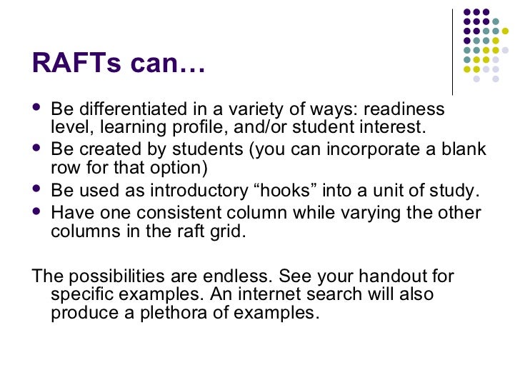 Differentiated Instruction Strategy Raft