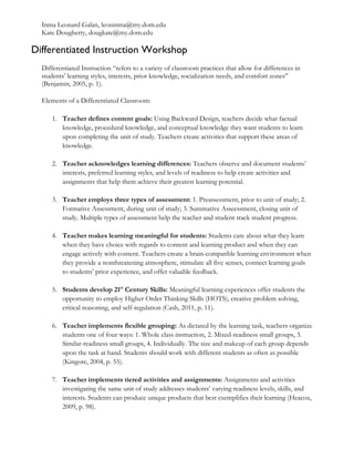 Differentiated instruction workshop | PDF