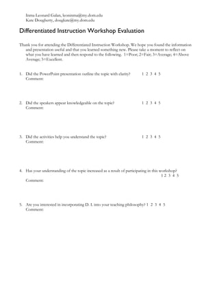 Differentiated instruction workshop | PDF