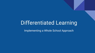 Differentiated Learning
Implementing a Whole School Approach
 