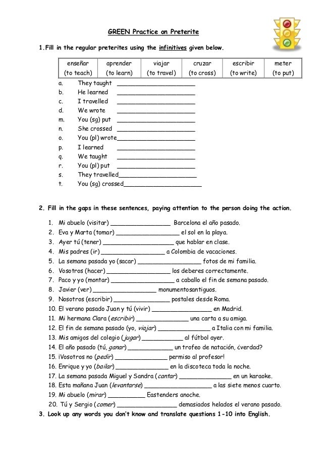 Differentiated lesson on preterite tense