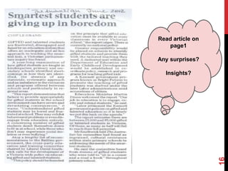 Read article on
    page1

Any surprises?

  Insights?




                  16
 