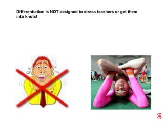 Differentiation is NOT designed to stress teachers or get them
into knots!




                                                                 36
 