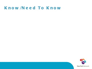 Know/Need To Know 