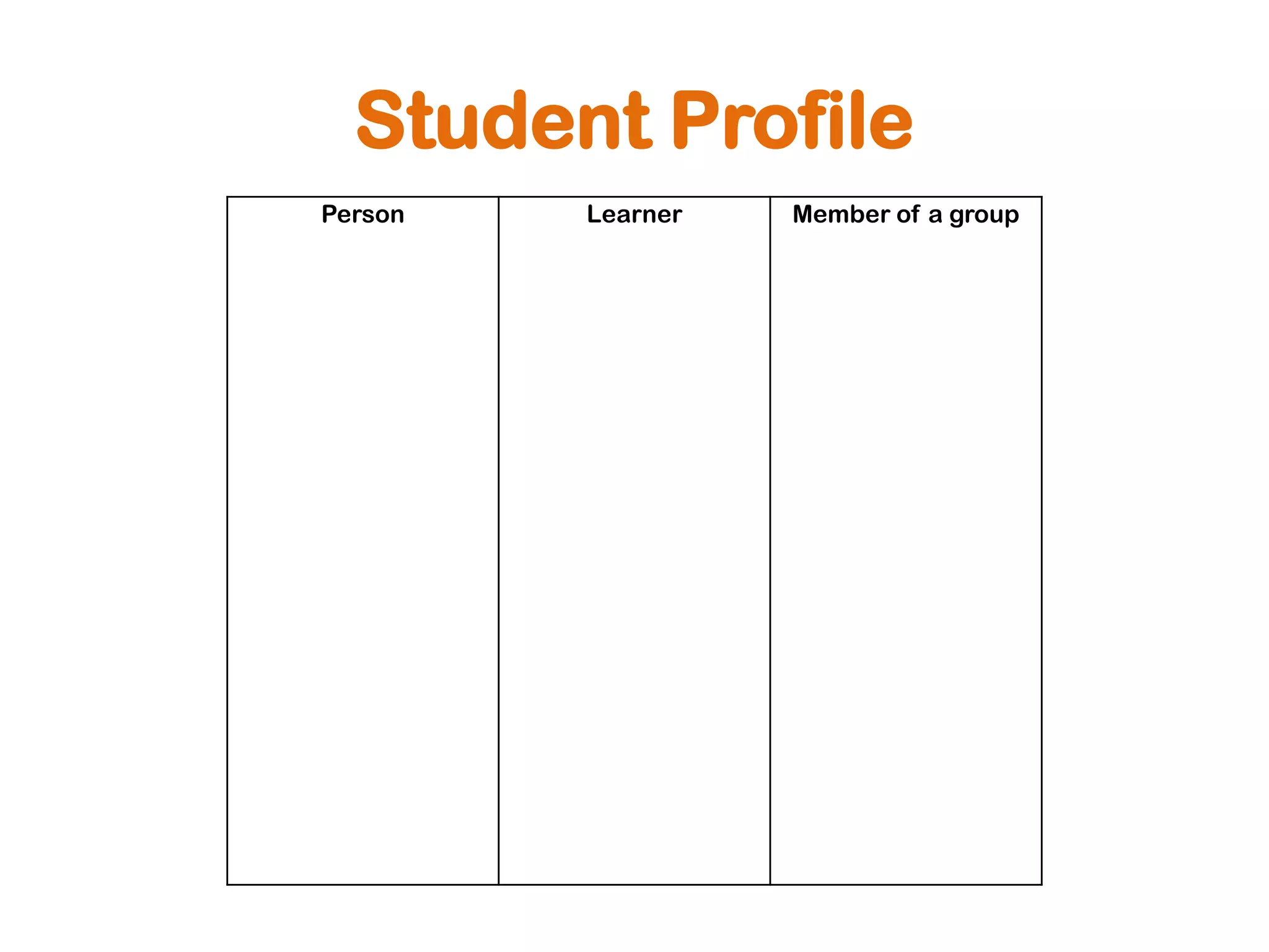 Student Profile
Person   Learner   Member of a group
 