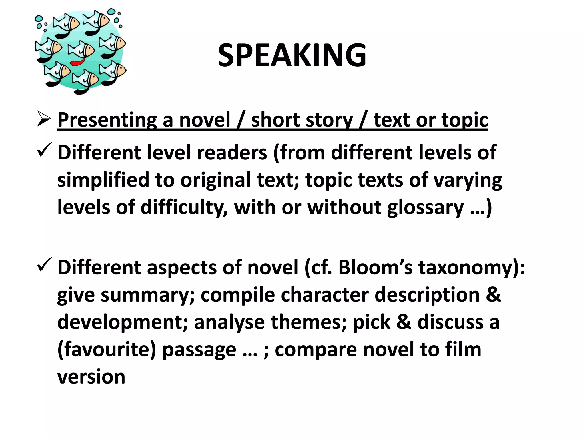 Give them missing words for each category plus an ‘odd man out’ to find (Handout 2) LISTENING   How would you use / adapt the following material in order to differentiateaccording to readiness?Song: ‘Brothers in arms’ (Dire Straits)