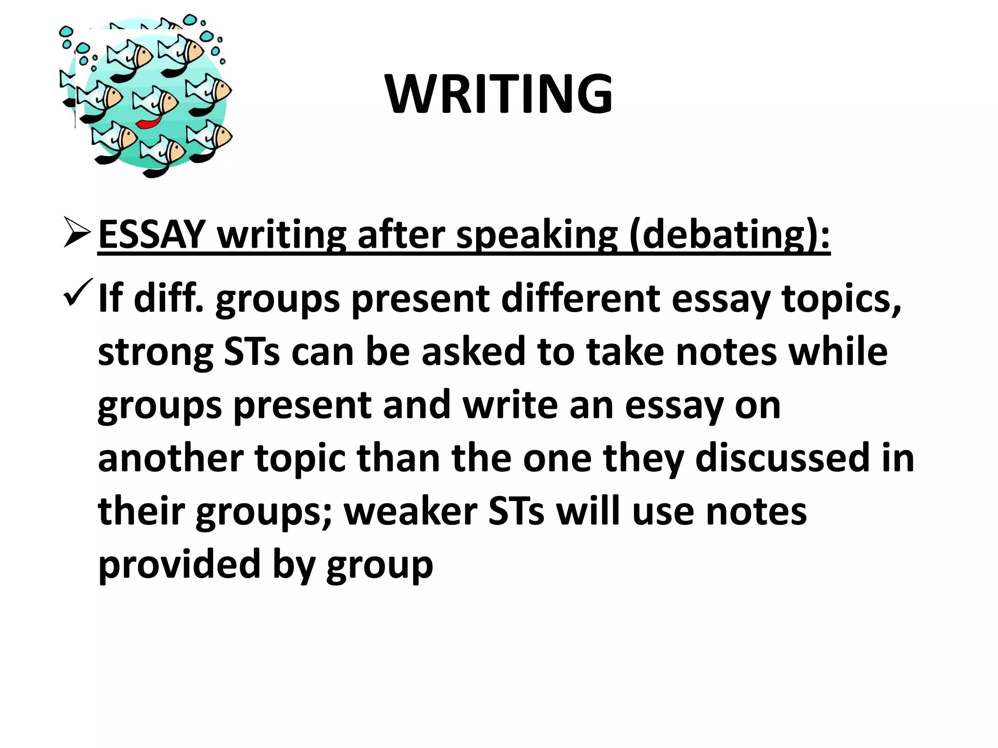 Novel / Short story READINGDifferentiating CONTENT:Level the contents: use differentlevels of simplifiedreaders & original text (f.ex. R Dahl’s short stories: ‘Way up to heaven’) or different level versions of the same text (cf. onestopenglish.com)