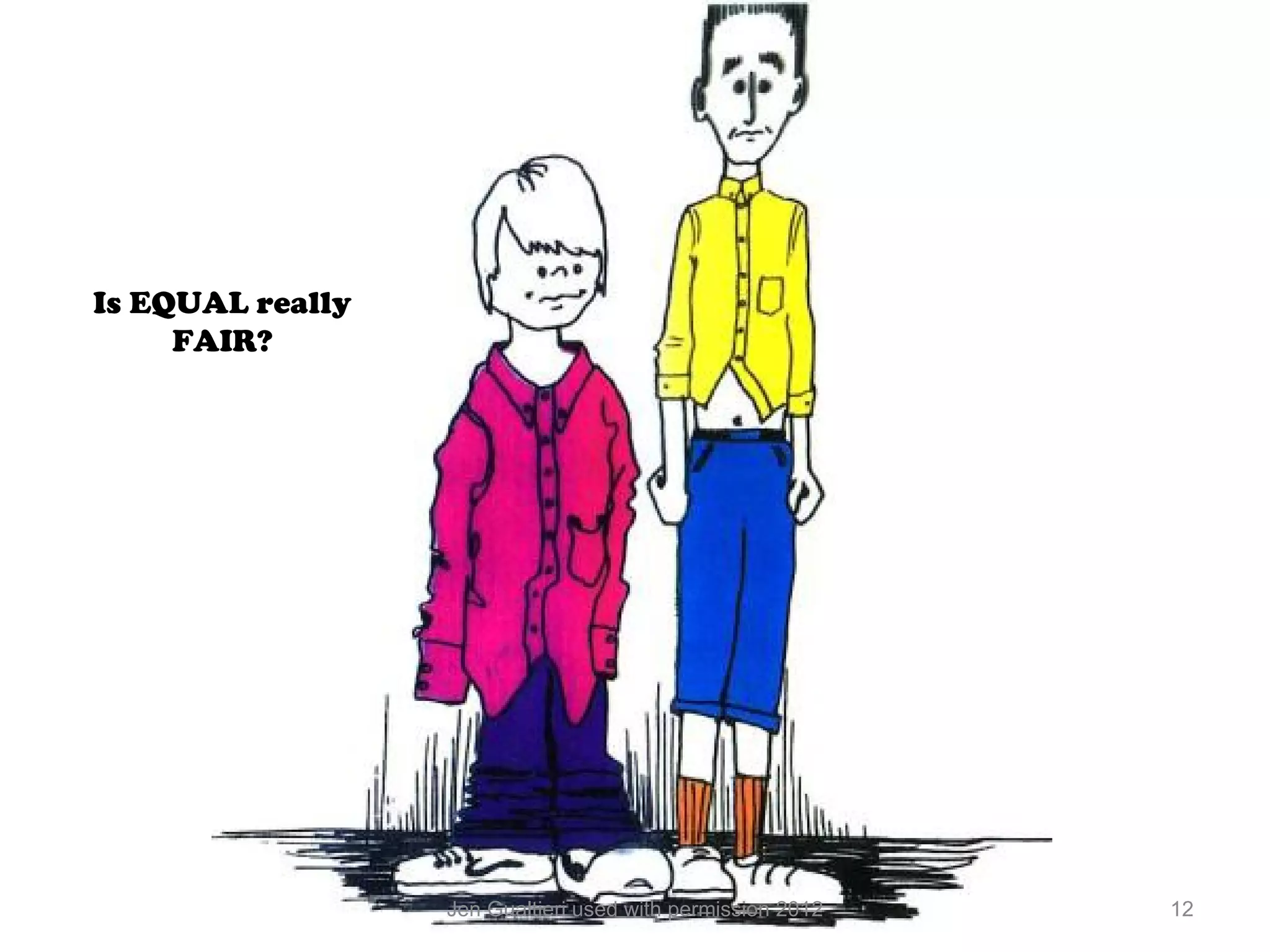 Is EQUAL really
     FAIR?




                  Jen Gualtieri used with permission 2012   12
 