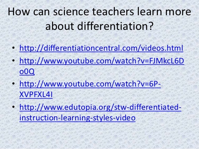 Differentiation in the science classroom