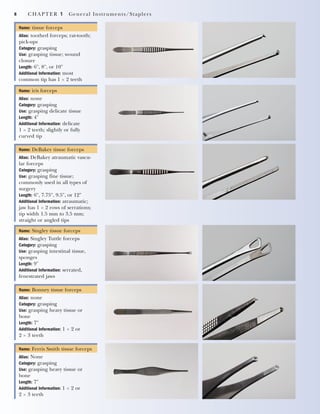 CHAPTER 1 General Instruments/Staplers 9
Name: Russian forceps
Alias: None
Category: grasping
Use: grasping tissue, aortic...