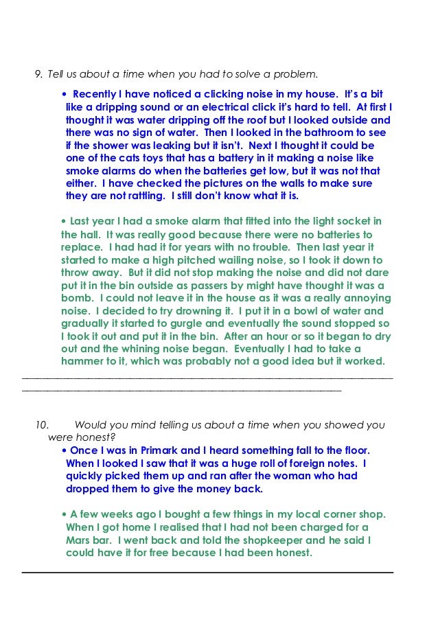 Different interview scripts to be marked using the person specificati…