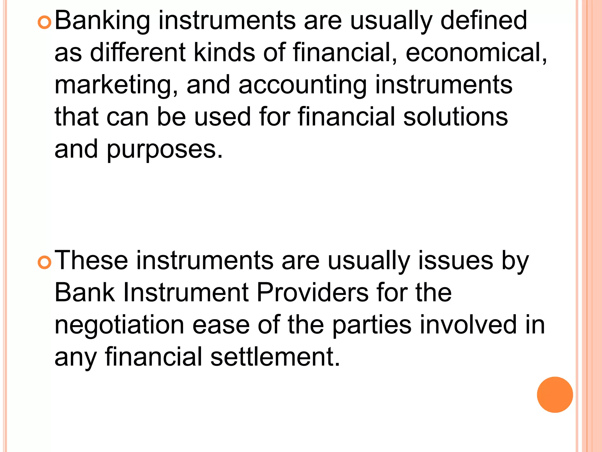 Bank Instrument Mtn Explained Different Kinds of Banking Instruments | PPTX