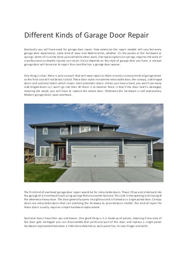 Different Kinds Of Garage Door Repair