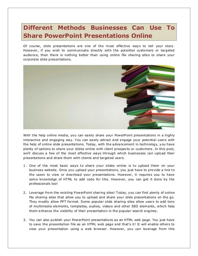 different methods businesses can use to share power point presentatio