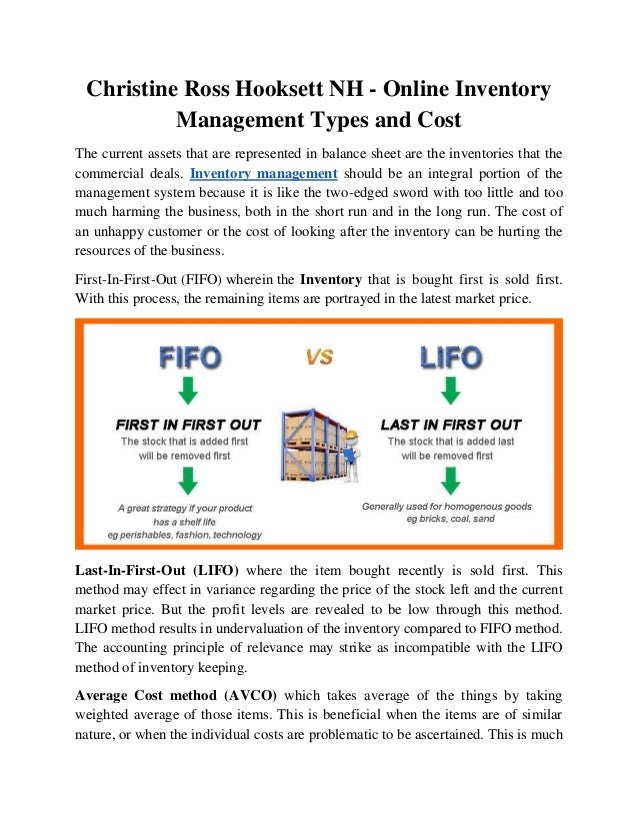 Different Methods Of Inventory Control Christine Ross Hooksett Nh