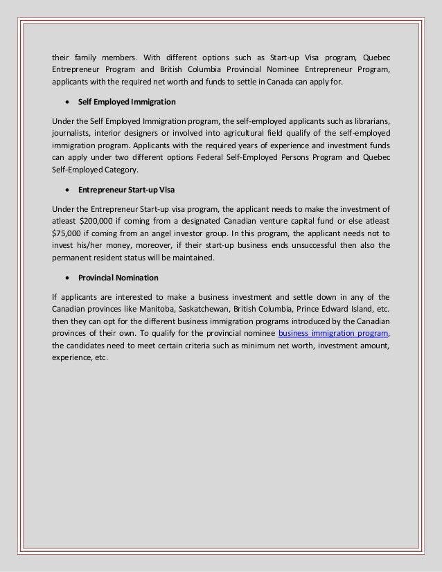 Manitoba entrepreneur immigration program in canada