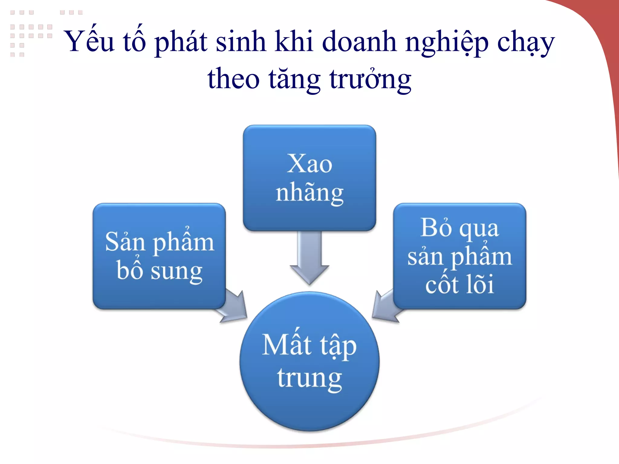 Yếu tố phát sinh khi doanh nghiệp chạy
theo tăng trưởng
 