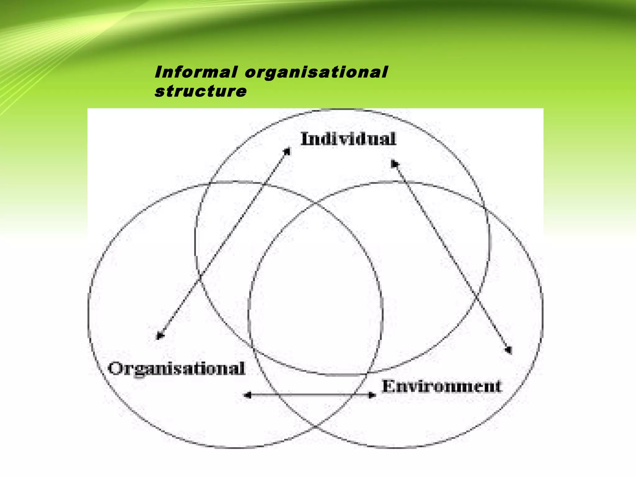 Informal organisational
structure
 