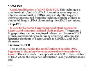 Different pcr techniques and their application | PPTX