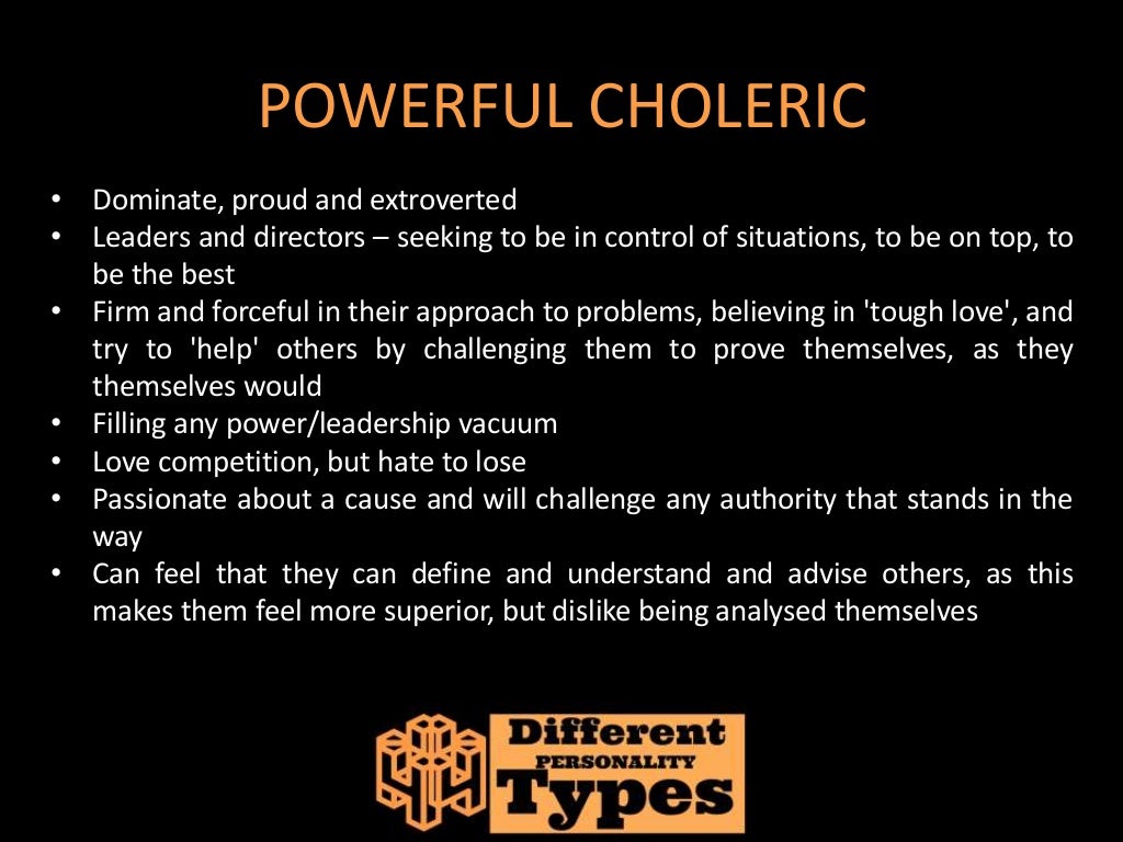 4 Different Personality Types - Sanguine, Choleric 4 Different Personality Types - Sanguine, Choleric