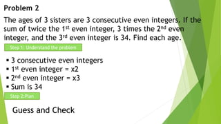 Three Sisters Age Math Problems Different Problem Solving Strategies.pptx