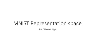 MNIST Representation space
For Different digit
 