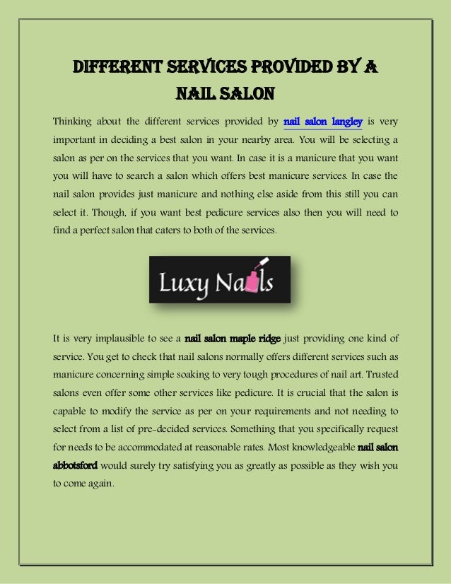 Different services Provided by Beauty Salons Different services Provided by Beauty Salons