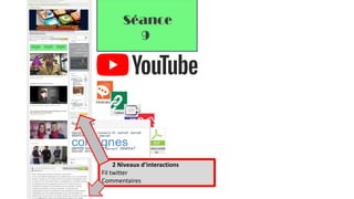 2 Niveaux d’interactions
Fil twitter
Commentaires
 