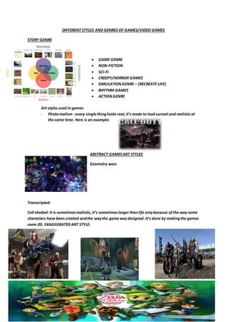 DIFFERENT STYLES & GENRE OF GAMES:) (E . Eniola O) | DOCX