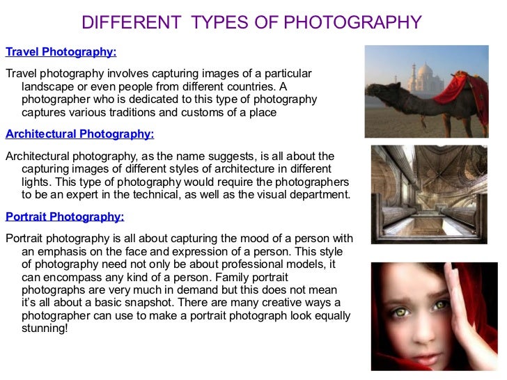 Different styles and types of photography for record