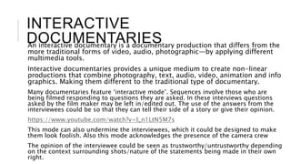 Different styles of documentaries