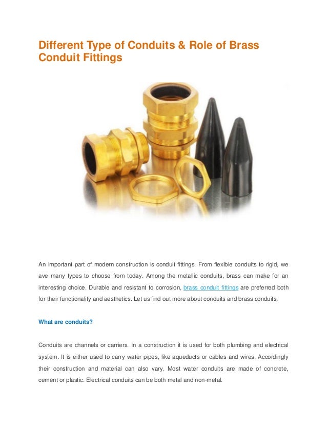 Different type of conduits & role of brass conduit fittings