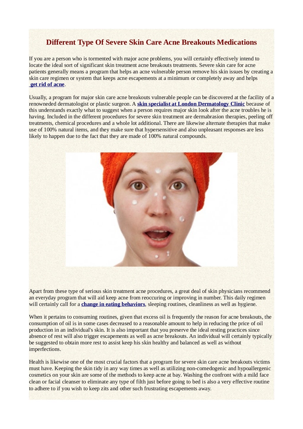 Different type of severe skin care acne breakouts medications