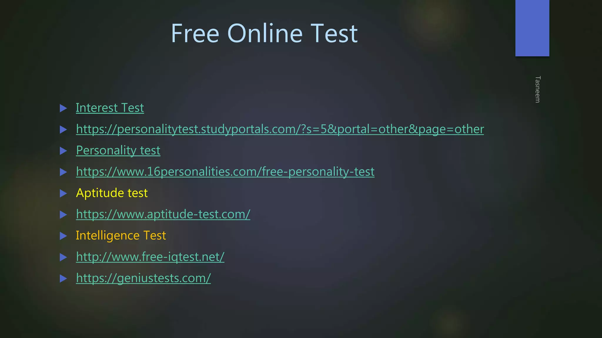 Interested Testing Program Different Type of Test for The Purpose of Counselling (https://www ...