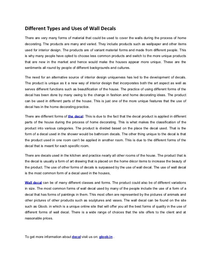 Different types and uses of wall decals